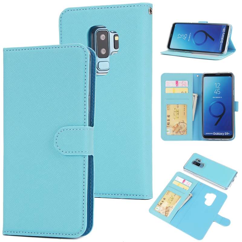 For Samsung Galaxy S9+ Cross Texture Detachable Leather Phone Case(Purple)