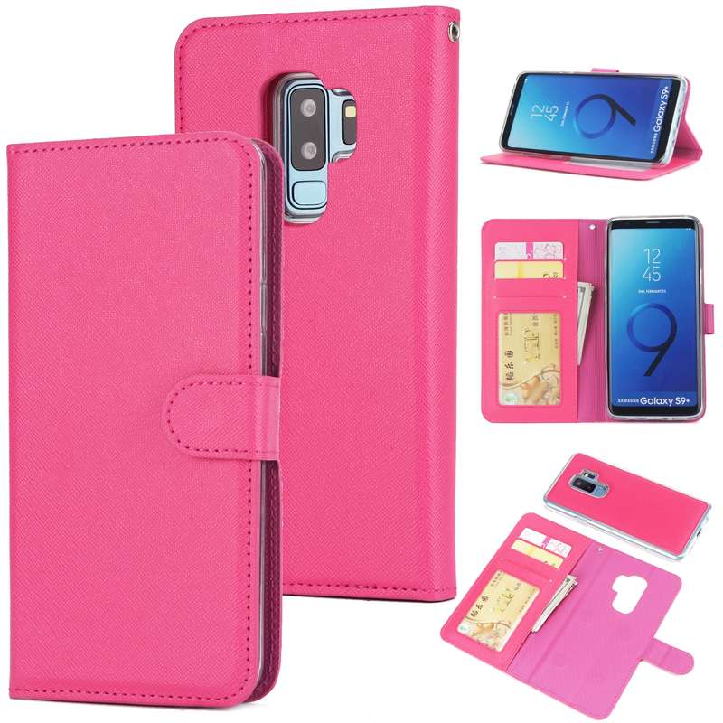 For Samsung Galaxy S9+ Cross Texture Detachable Leather Phone Case(Purple)