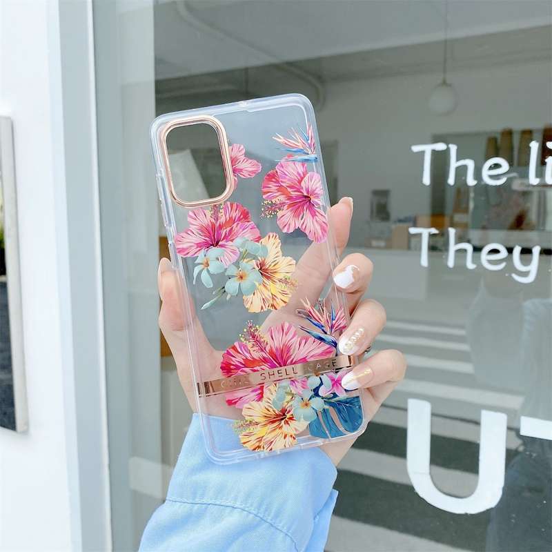 For Samsung Galaxy S22 5G Translucent Plating Flower Phone Case(Cherry Blossoms)