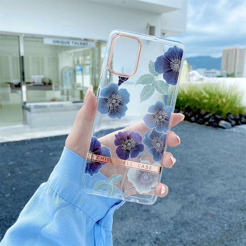 For Samsung Galaxy S22 Ultra 5G Translucent Plating Flower Phone Case(Po-phase Flowers)