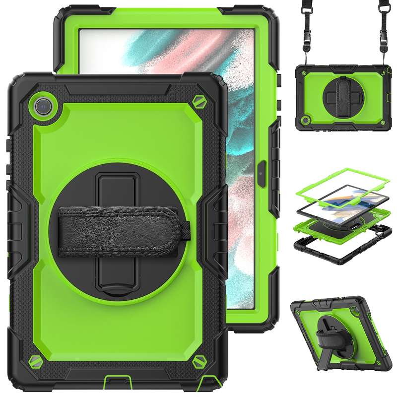 For Samsung Galaxy Tab A8 10.5 2021 X200 / X205 Silicone + PC Tablet Case(Yellow Green + Black)