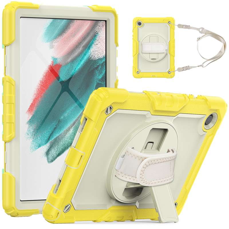 For Samsung Galaxy Tab A8 10.5 2021 X200 / X205 Silicone + PC Tablet Case(Yellow Green + Black)