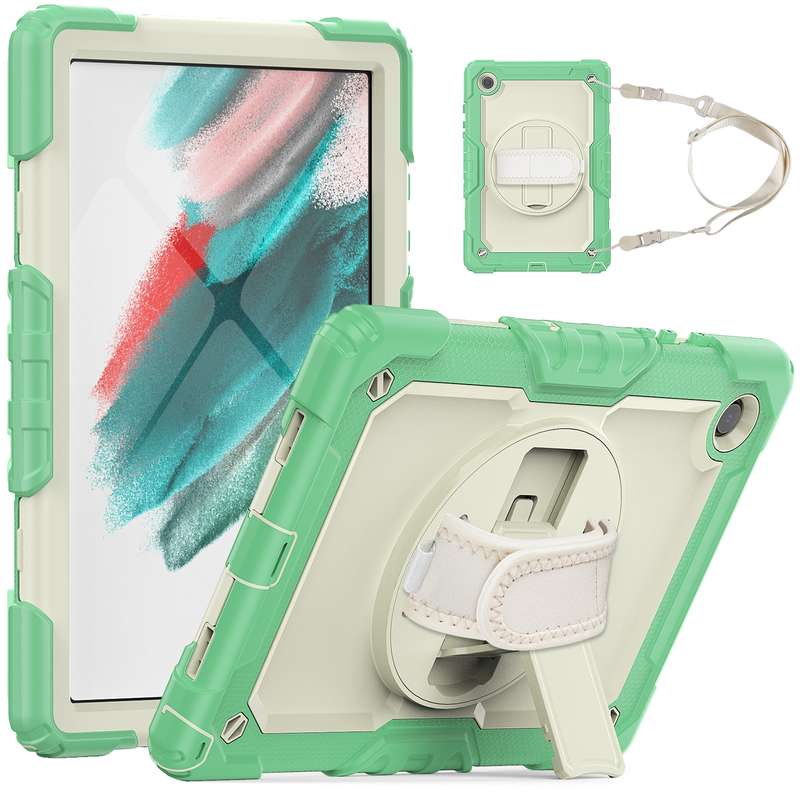 For Samsung Galaxy Tab A8 10.5 2021 X200 / X205 Silicone + PC Tablet Case(Yellow Green + Black)