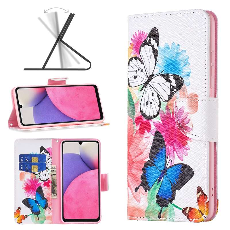 For Samsung Galaxy A33 5G Colored Drawing Pattern Leather Phone Case(Life Tree)