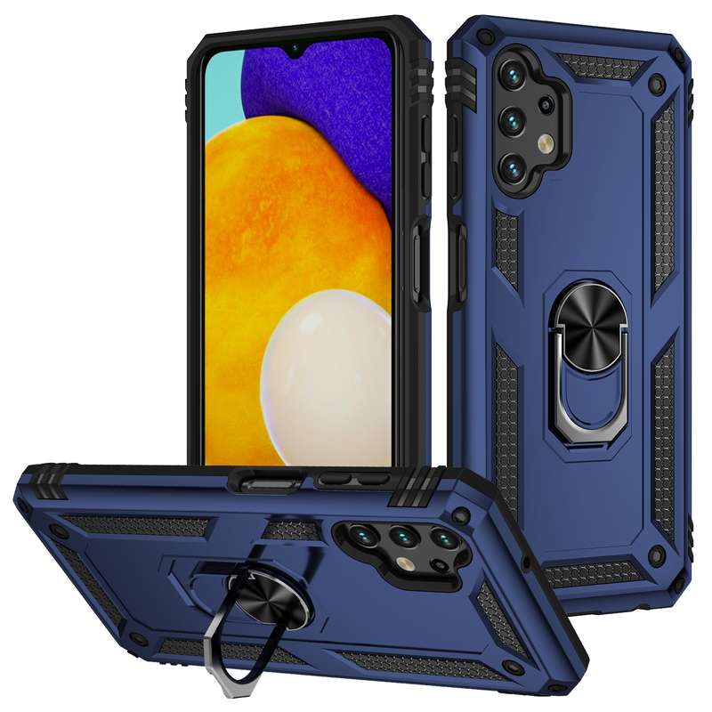 For Samsung Galaxy A73 5G Shockproof TPU + PC Phone Case with Holder(Blue)