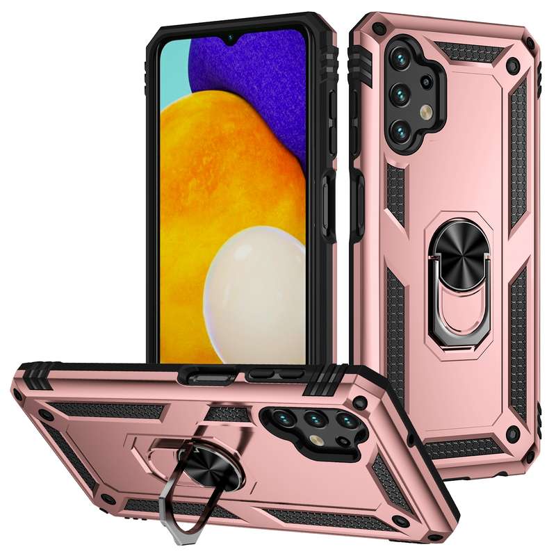 For Samsung Galaxy A73 5G Shockproof TPU + PC Phone Case with Holder(Blue)