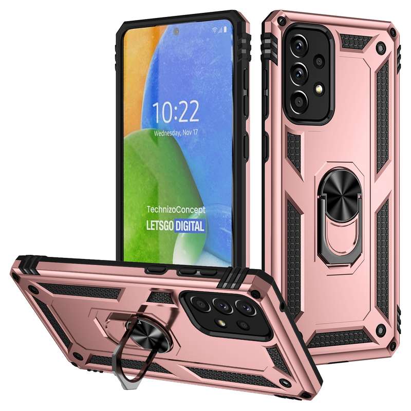 For Samsung Galaxy A73 5G Shockproof TPU + PC Phone Case with Holder(Blue)