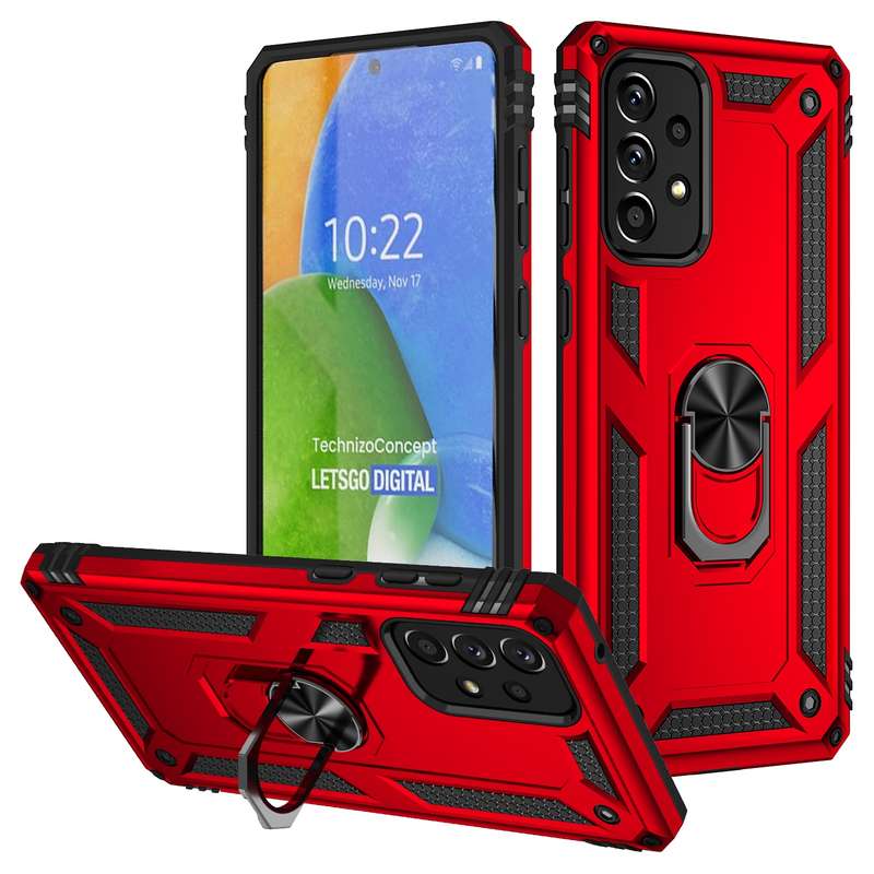 For Samsung Galaxy A73 5G Shockproof TPU + PC Phone Case with Holder(Blue)