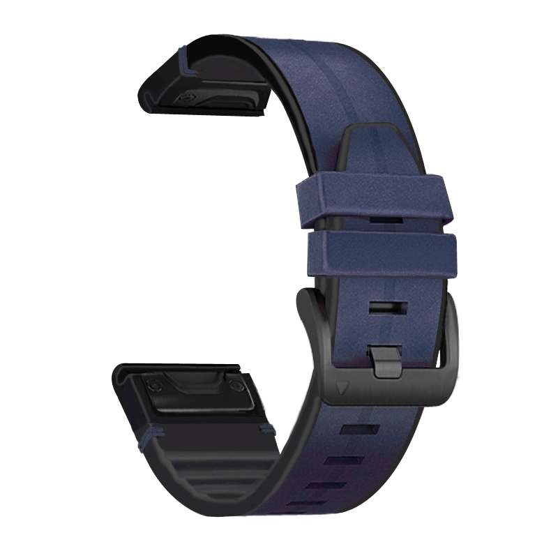 For Garmin Fenix 7 Silicone + Leather Quick Release Watch Band(Brown)
