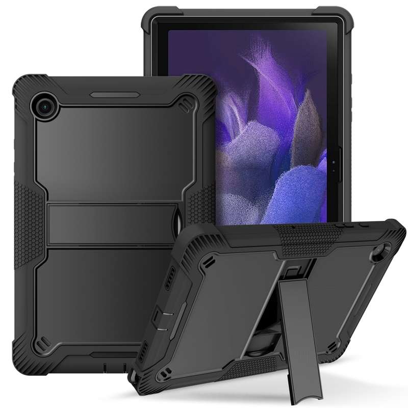 For Samsung Galaxy Tab A8 10.5 2021 Silicone + PC Shockproof Protective Tablet Case with Holder(Blac