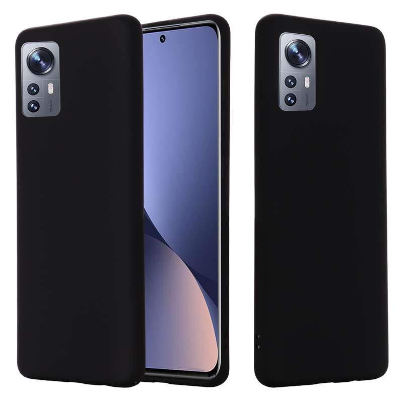 For Xiaomi 12 / 12X Pure Color Liquid Silicone Phone Case(Black)