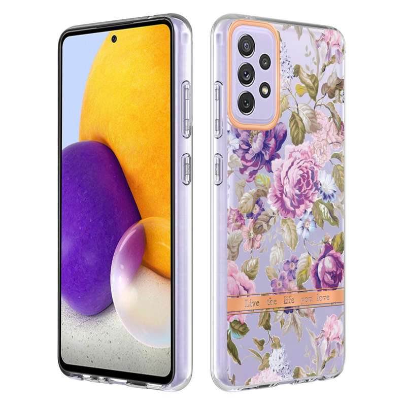 For Samsung Galaxy A72 5G / 4G Flowers and Plants Series IMD TPU Phone Case(Purple Peony)