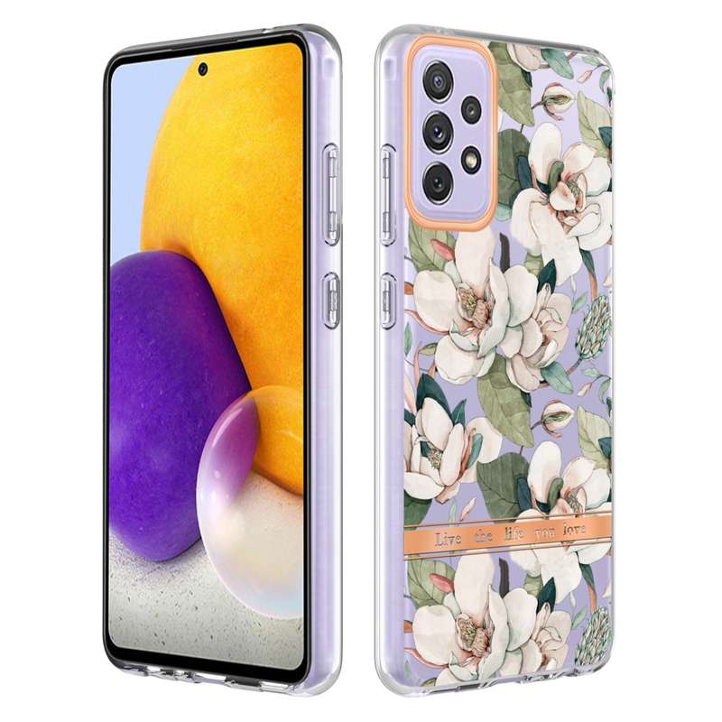 For Samsung Galaxy A72 5G / 4G Flowers and Plants Series IMD TPU Phone Case(Purple Peony)