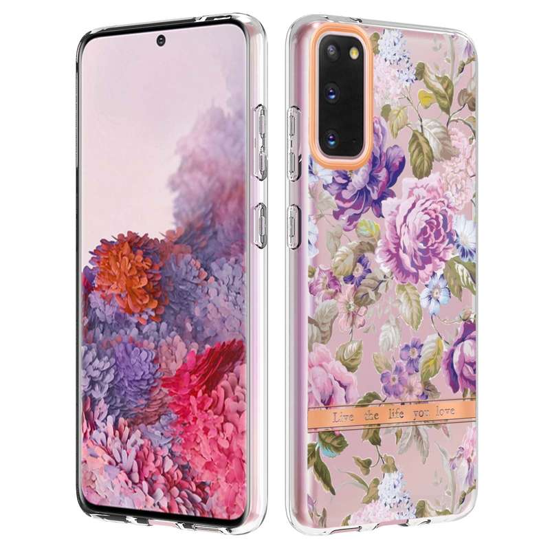 For Samsung Galaxy S20 FE 4G / 5G Flowers and Plants Series IMD TPU Phone Case(Blue Rose)