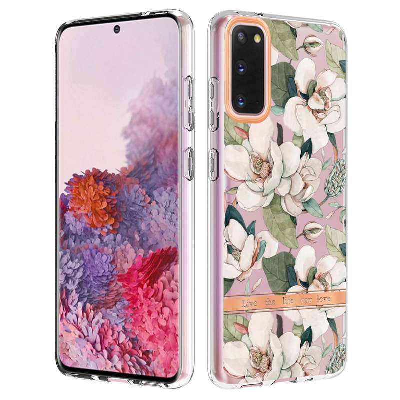 For Samsung Galaxy S20 Flowers and Plants Series IMD TPU Phone Case(Orchid Peony)