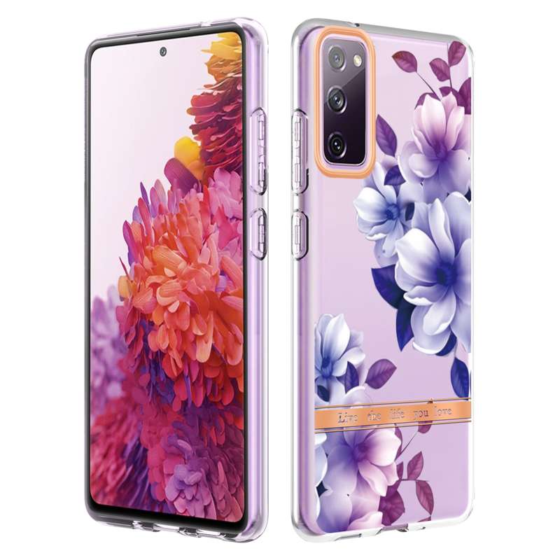 For Samsung Galaxy S20 FE 4G / 5G Flowers and Plants Series IMD TPU Phone Case(Blue Rose)