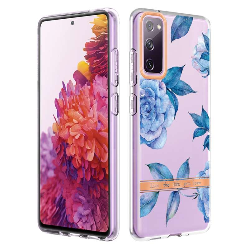 For Samsung Galaxy S21 FE 5G Flowers and Plants Series IMD TPU Phone Case(Purple Peony)