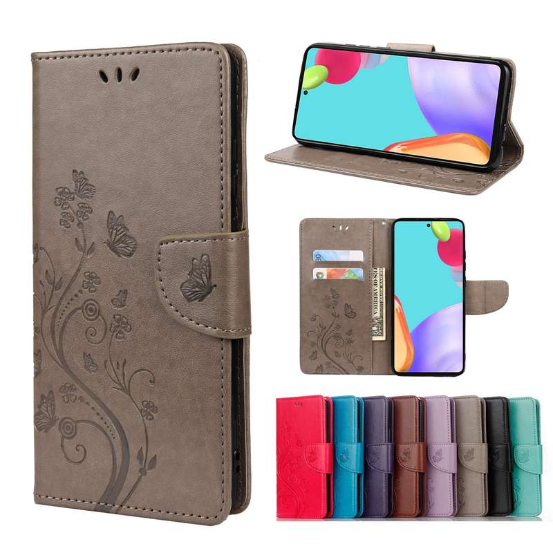 For Samsung Galaxy A23 5G Butterfly Flower Pattern Flip Leather Phone Case(Light Purple)