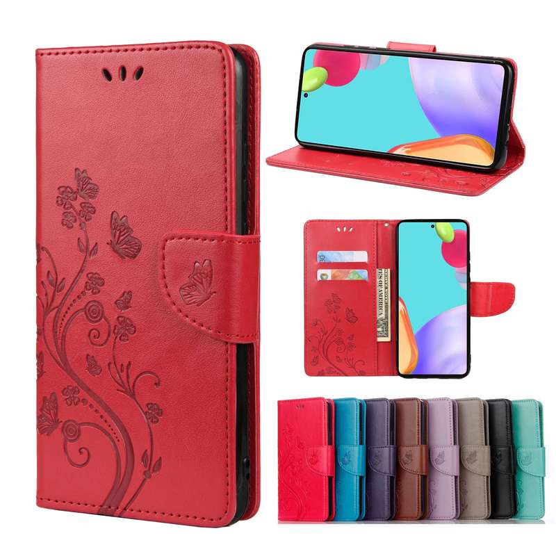 For Samsung Galaxy A23 5G Butterfly Flower Pattern Flip Leather Phone Case(Light Purple)