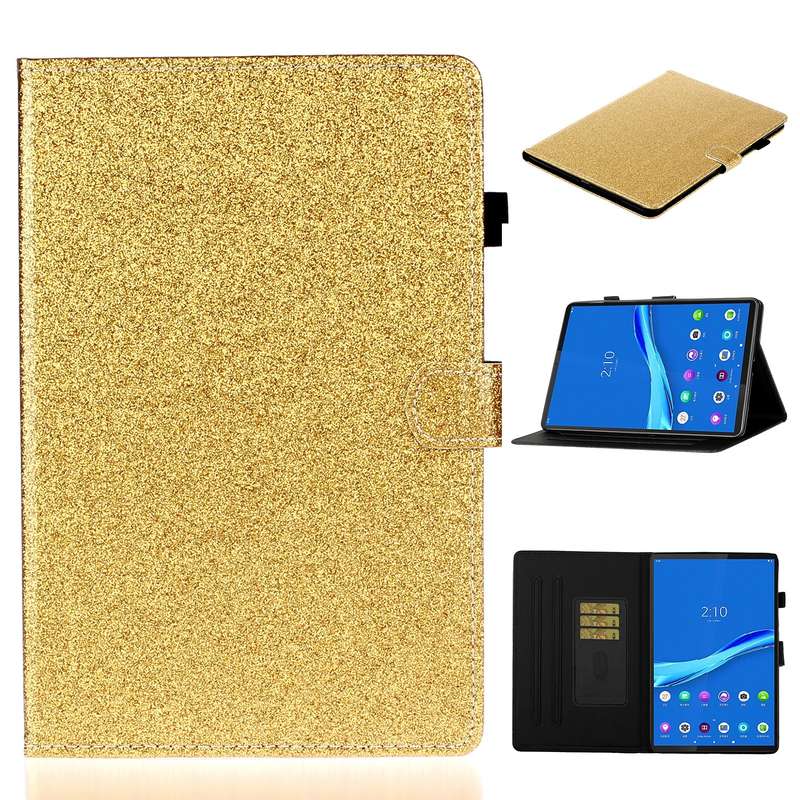 For Samsung Galaxy Tab A8 10.5 2021 Varnish Glitter Powder Leather Tablet Case(Rose Gold)