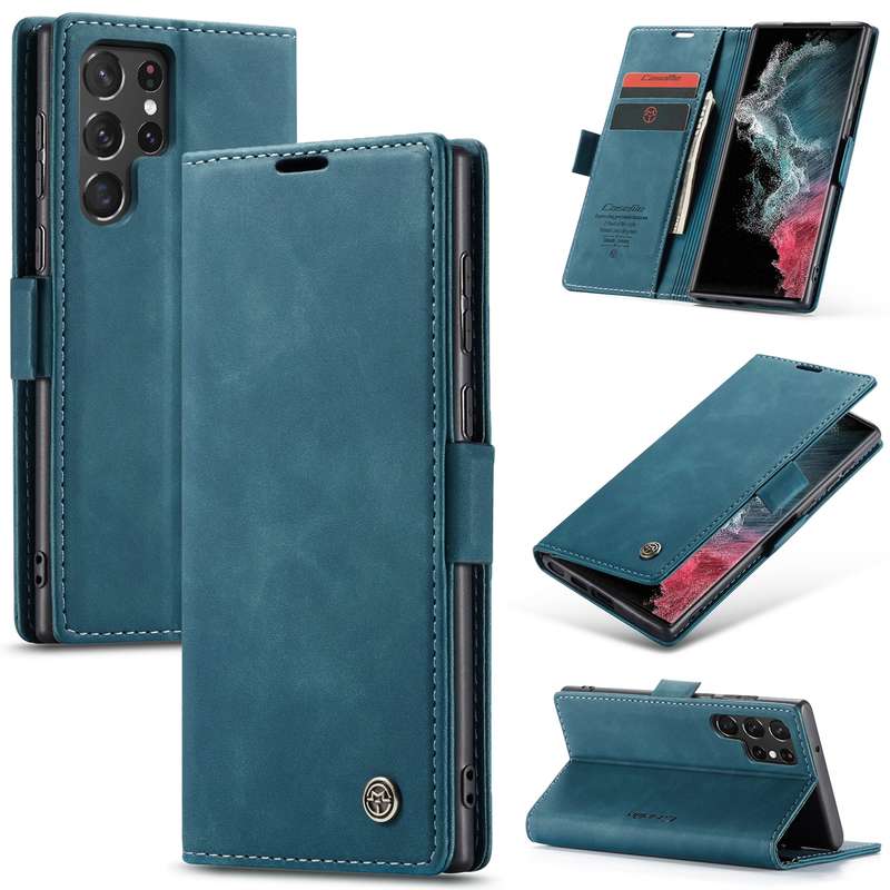 For Samsung Galaxy S22 Ultra 5G CaseMe 013 Multifunctional Leather Phone Case(Wine Red)