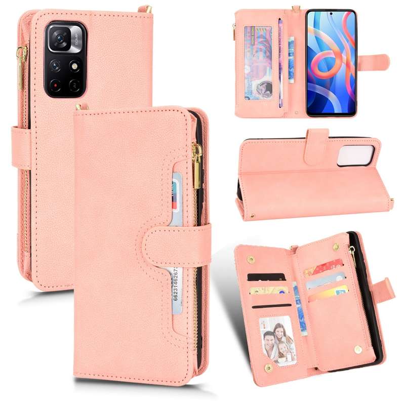 For Xiaomi Redmi Note 11 CN Version/Poco M4 Pro/Redmi 10 Zipper Bag Leather Phone Case(Green)