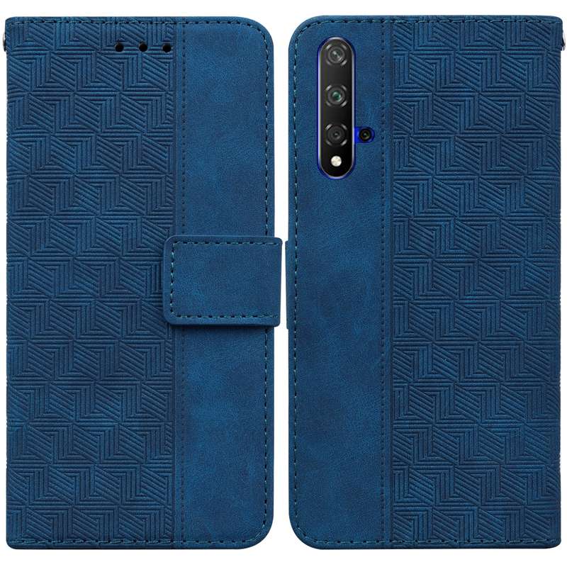 For Honor 20 / Huawei nova 5T Geometric Embossed Leather Phone Case(Black)