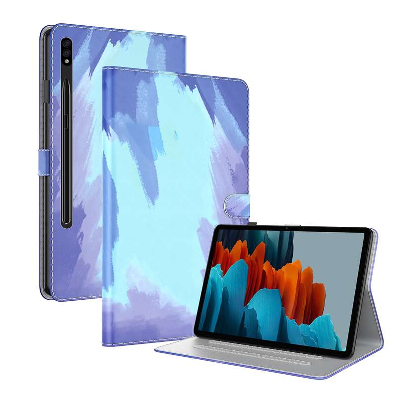For Samsung Galaxy Tab S8 / Tab S7 Watercolor Pattern Flip Leather Tablet Case(Berry Color)