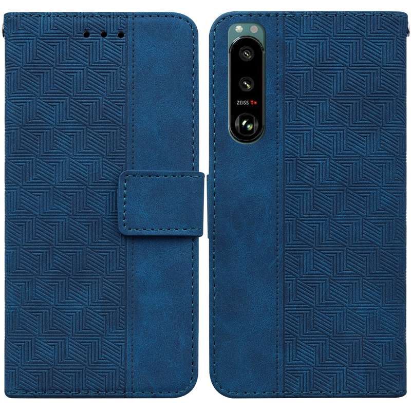 For Sony Xperia 5 III Geometric Embossed Leather Phone Case(Red)