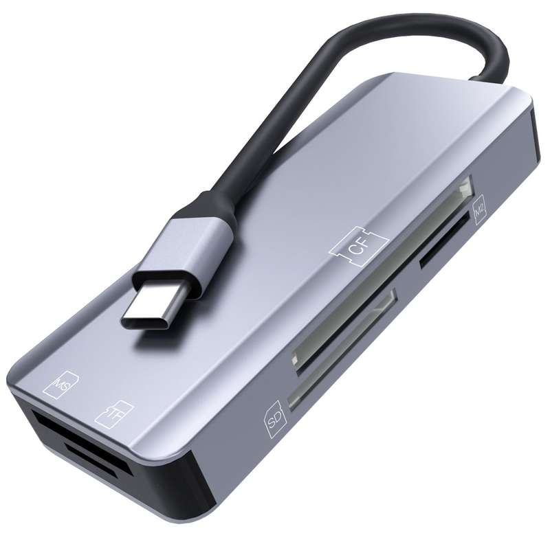 NK-3044 5 in 1 USB-C / Type-C to MS / M2 / CF / TF / SD Card Slots Adapter(Space Grey)