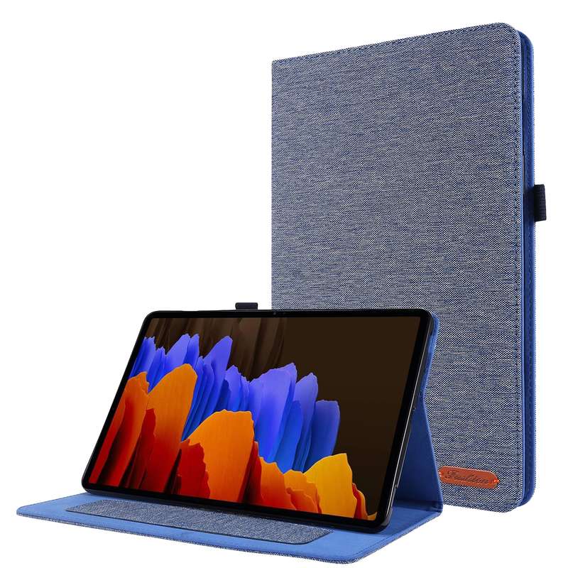 For Samsung Galaxy Tab S8 Ultra Horizontal Flip Fabric Leather Tablet Case with Card Slots & Holder(