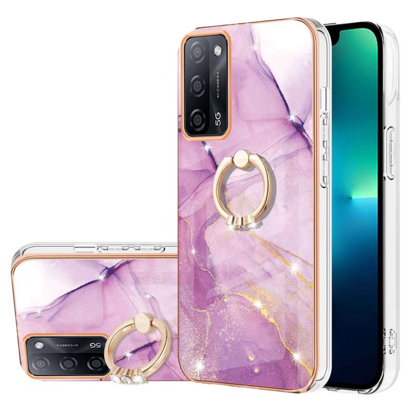 For OPPO A53s 5G / A55 5G / A54 4G / A16 / A54s Electroplating Marble Pattern IMD TPU Phone Case wit