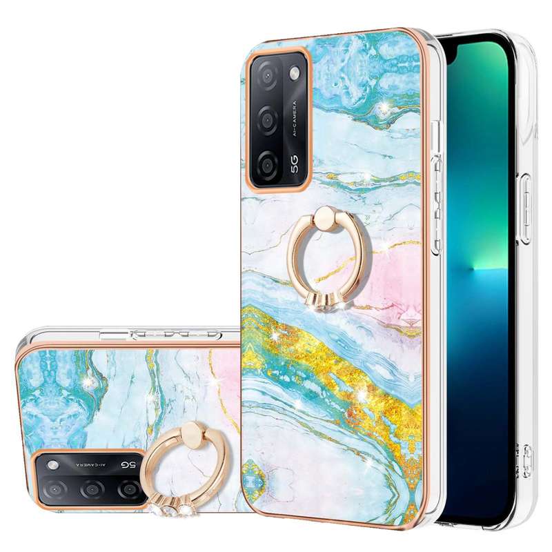For OPPO A53s 5G / A55 5G / A54 4G / A16 / A54s Electroplating Marble Pattern IMD TPU Phone Case wit