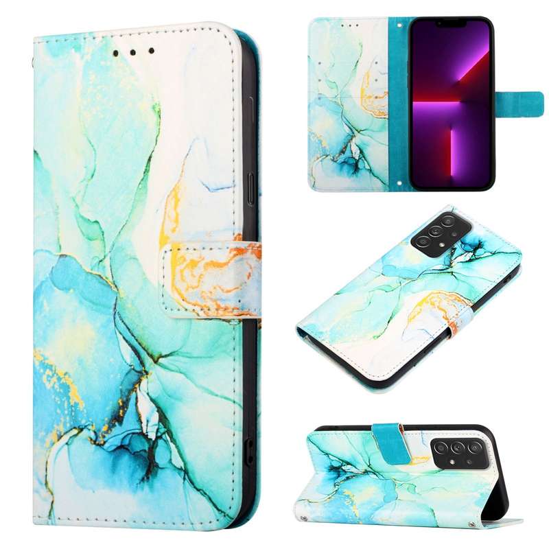For Samsung Galaxy A73 5G PT003 Marble Pattern Flip Leather Phone Case(LS003)