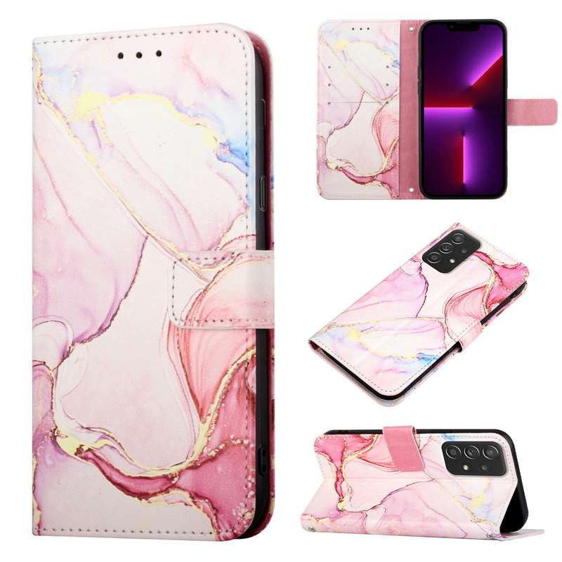 For Samsung Galaxy A73 5G PT003 Marble Pattern Flip Leather Phone Case(LS003)