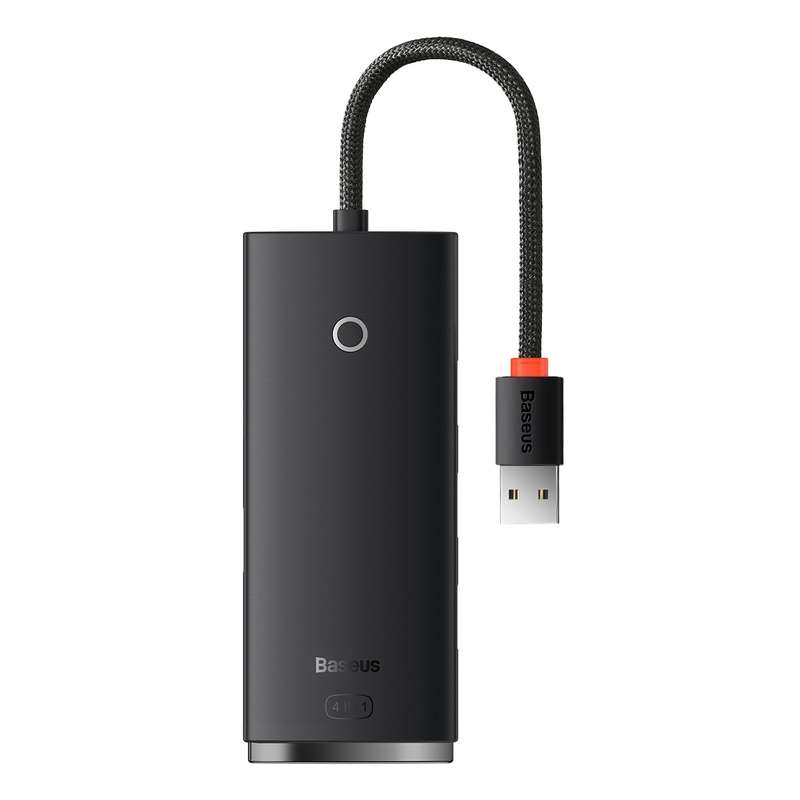 Baseus Lite Series USB-A to USB 3.0x4 HUB Adapter, Cable Length:25cm(Black)