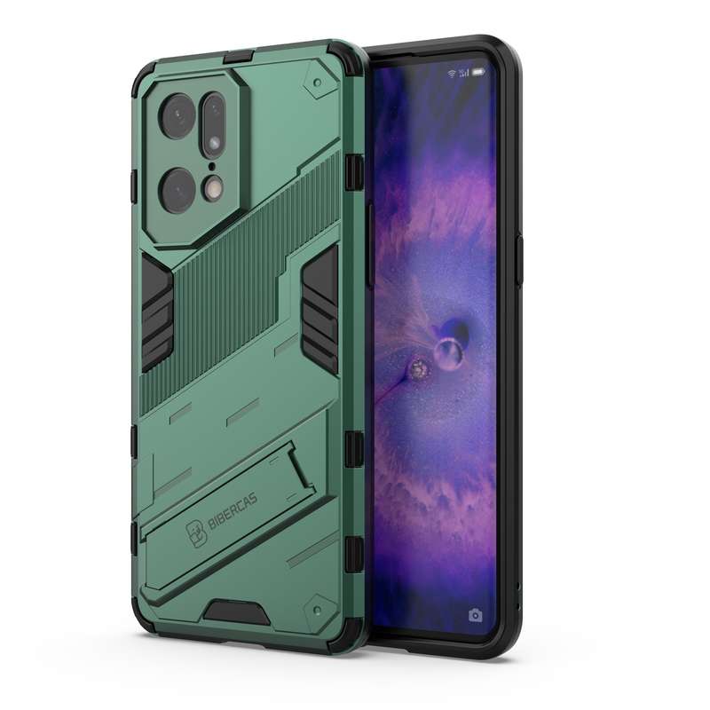 For OPPO Find X5 Pro Punk Armor 2 in 1 PC + TPU Shockproof Phone Case with Invisible Holder(Black)