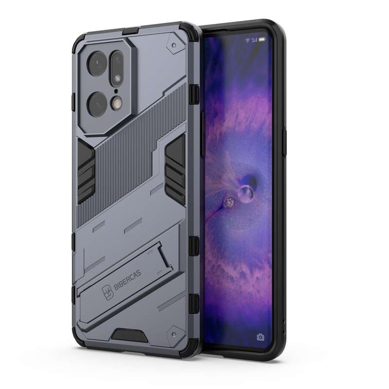 For OPPO Find X5 Pro Punk Armor 2 in 1 PC + TPU Shockproof Phone Case with Invisible Holder(Black)