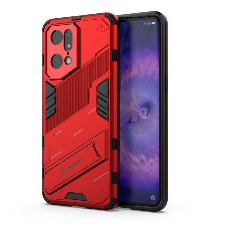 For OPPO Find X5 Pro Punk Armor 2 in 1 PC + TPU Shockproof Phone Case with Invisible Holder(Black)