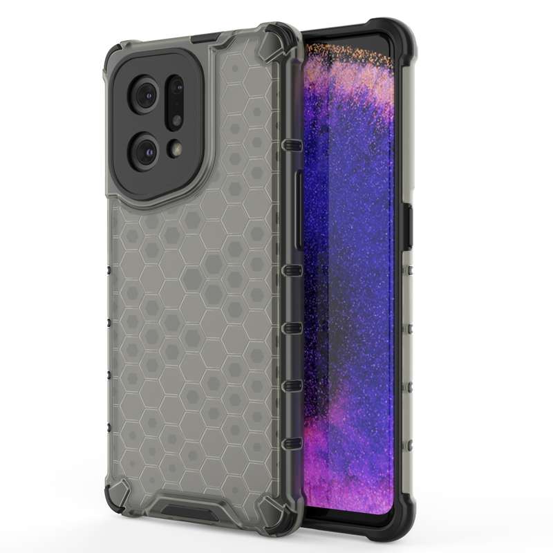 For OPPO Find X5 Shockproof Honeycomb PC + TPU Phone Case(Black)