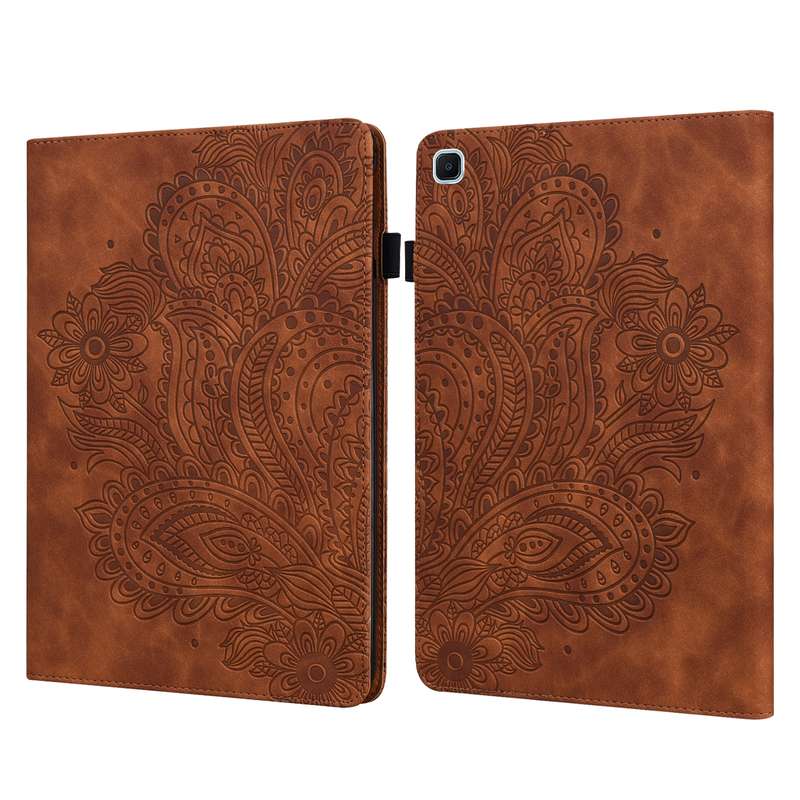 For Samsung Galaxy Tab A7 Lite Peacock Embossed Pattern Leather Tablet Case(Green)