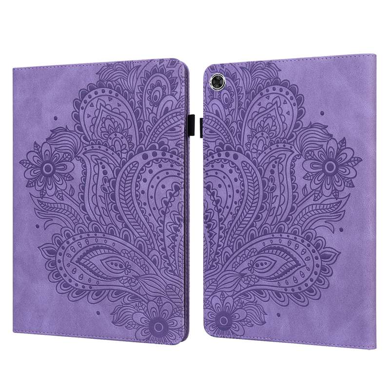 For Samsung Galaxy Tab A8 10.5 2021 Peacock Embossed Pattern Leather Tablet Case(Green)