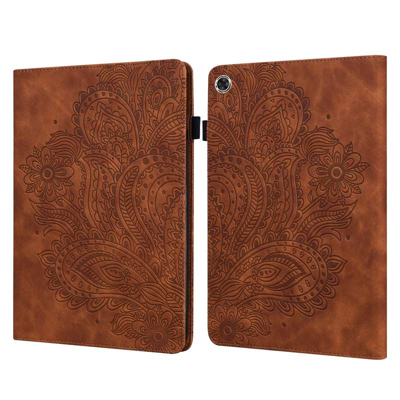 For Samsung Galaxy Tab A8 10.5 2021 Peacock Embossed Pattern Leather Tablet Case(Green)