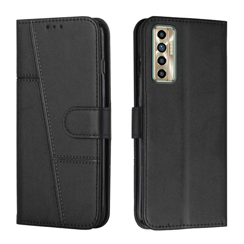 For Tecno Camon 17P Stitching Calf Texture Buckle Leather Phone Case(Pink)