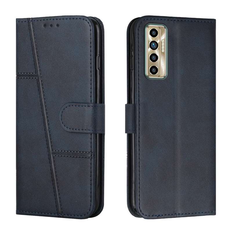For Tecno Camon 17P Stitching Calf Texture Buckle Leather Phone Case(Pink)