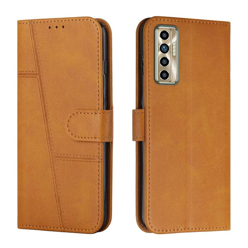 For Tecno Camon 17P Stitching Calf Texture Buckle Leather Phone Case(Pink)