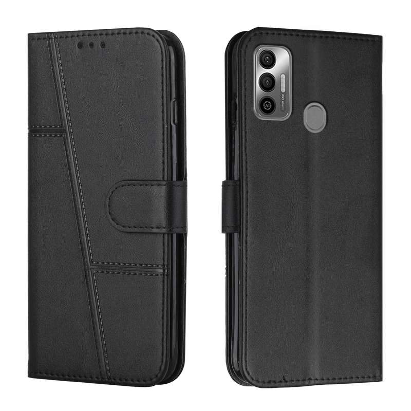 For Tecno Spark 7 / 7T Stitching Calf Texture Buckle Leather Phone Case(Pink)