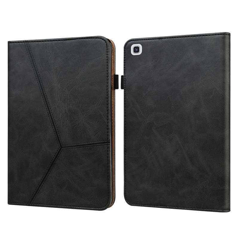 For Samsung Galaxy Tab A7 10.4 (2020) T500/T505 Solid Color Embossed Striped Leather Tablet Case(Blu