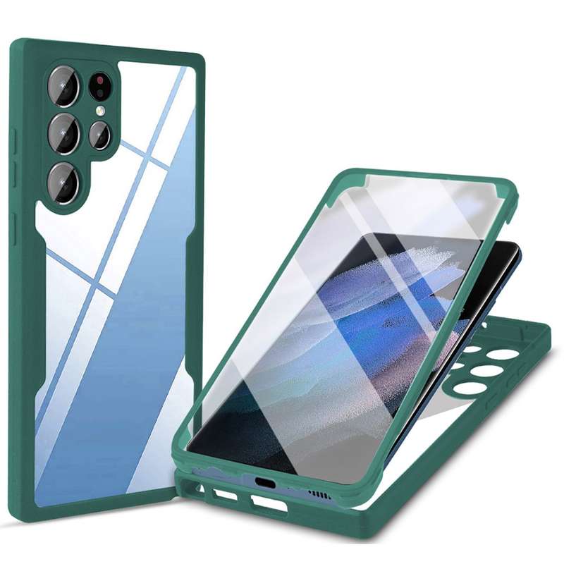 For Samsung Galaxy A21s Acrylic + TPU 360 Degrees Full Coverage Shockproof Phone Case(Blue)