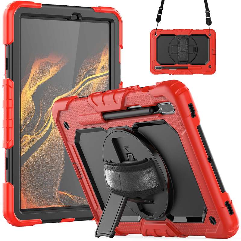 For Samsung Galaxy Tab S8 11 inch SM-X700 Silicone + PC Tablet Case(Black+Light Blue)